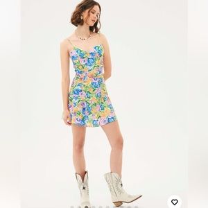 Zara floral ruffle mini dress
